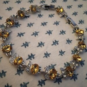 STERLING CITRINE / WHITE TOPAZ BRACELET OFFERS WELCOME FITS 6 TO 8 1/2 IN